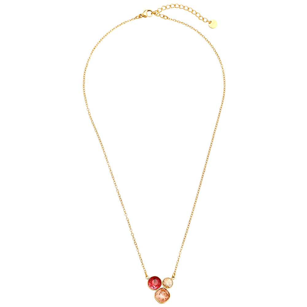 40cm Rosa Glas-Kollektion Edelstahl Halskette   