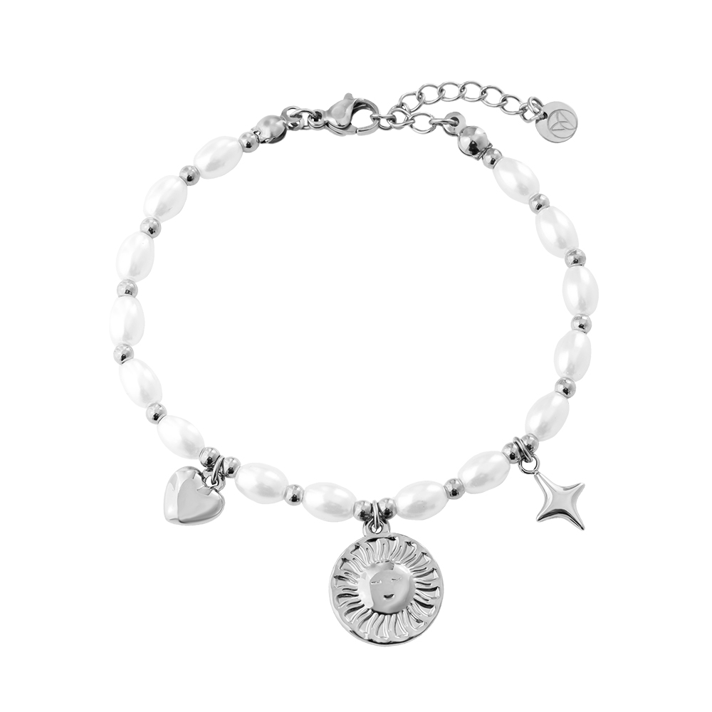 17cm Pearl Chain With Charms Edelstahl Armband   