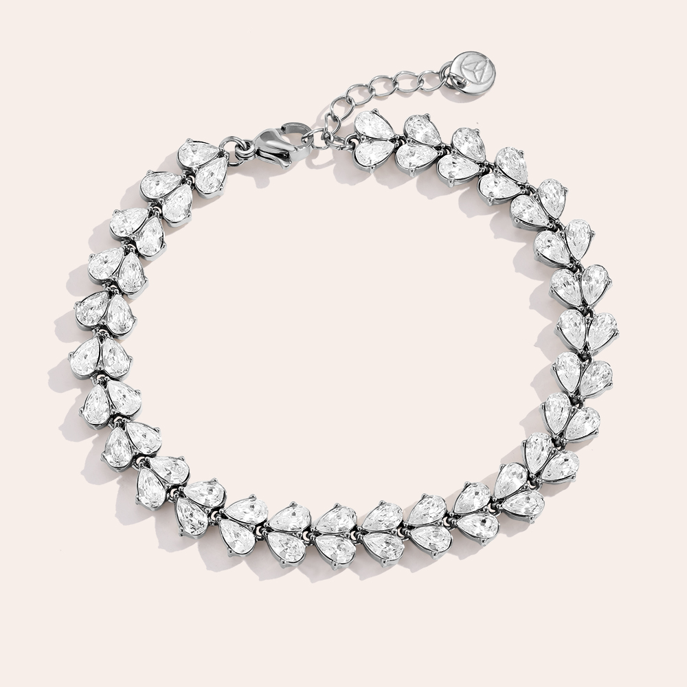 17cm Diamond Heart Pieces Edelstahl Armkette     