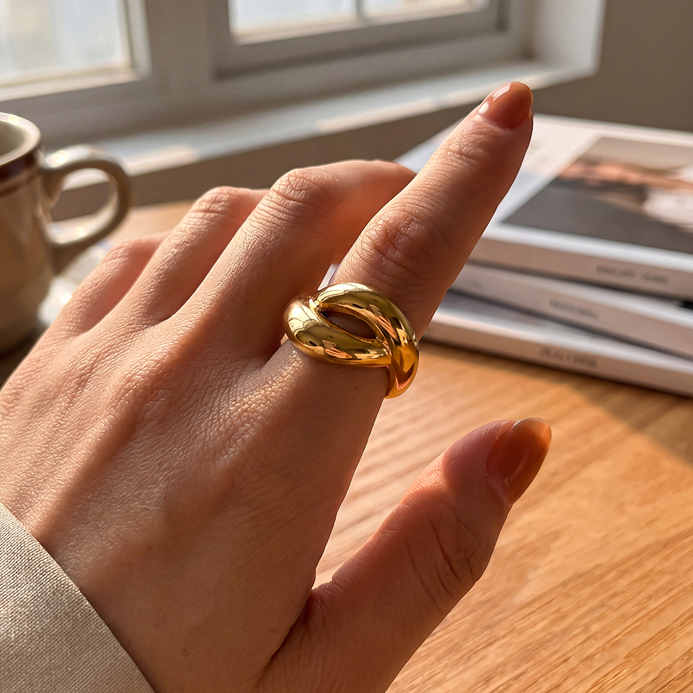 Edelstahl Ring Verstellbarer Kreuzform 