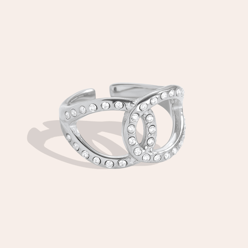 Two Diamond Drop Cycle Edelstahl Ring      