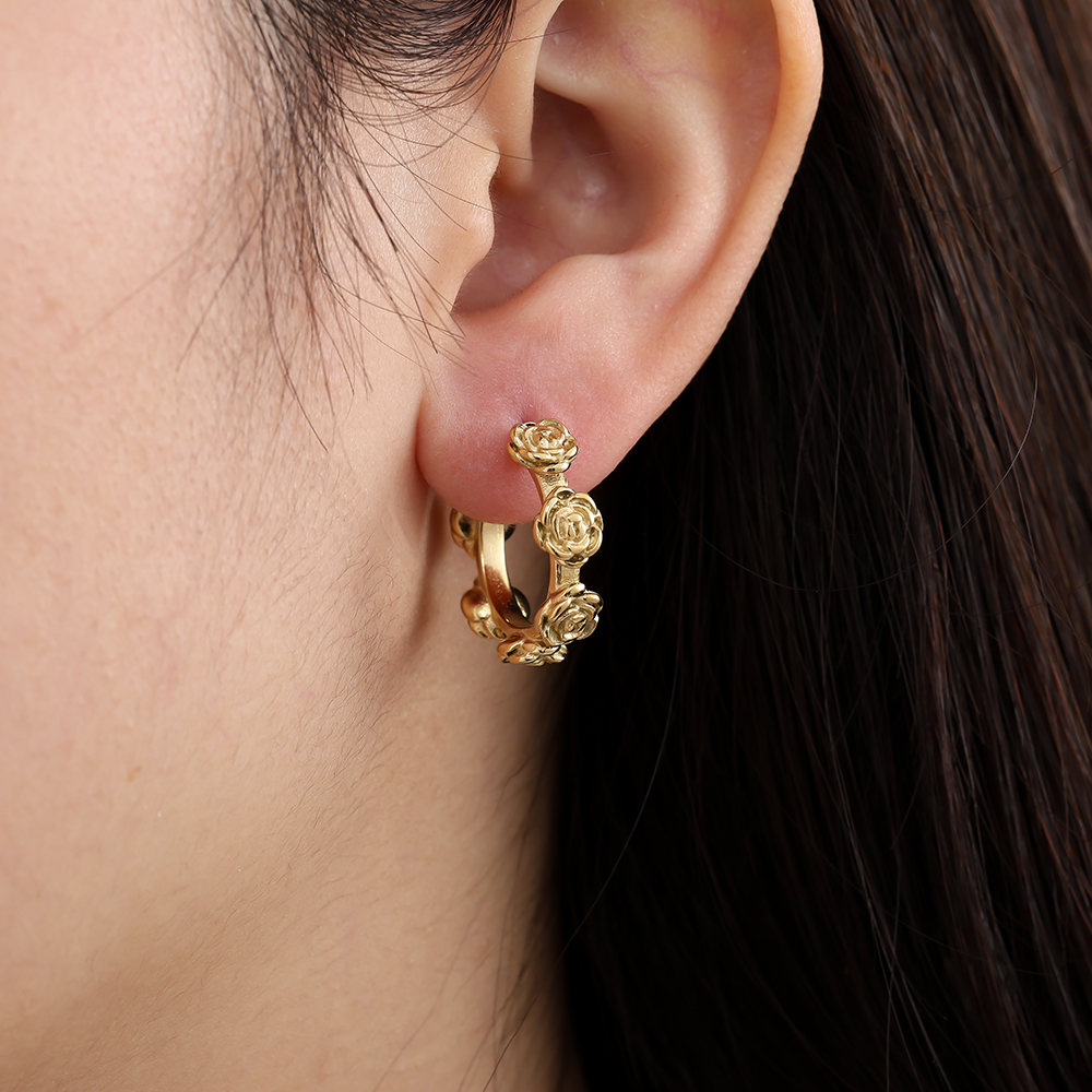 22mm Rose Hoop Edelstahl Ohrringe 