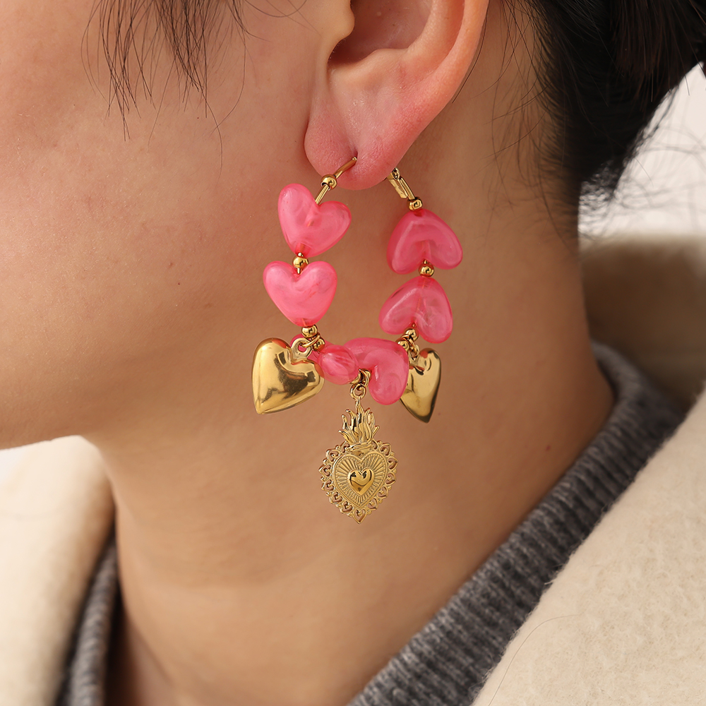 65mm Acrylic Hearts Hoop Edelstahl Ohrringe    