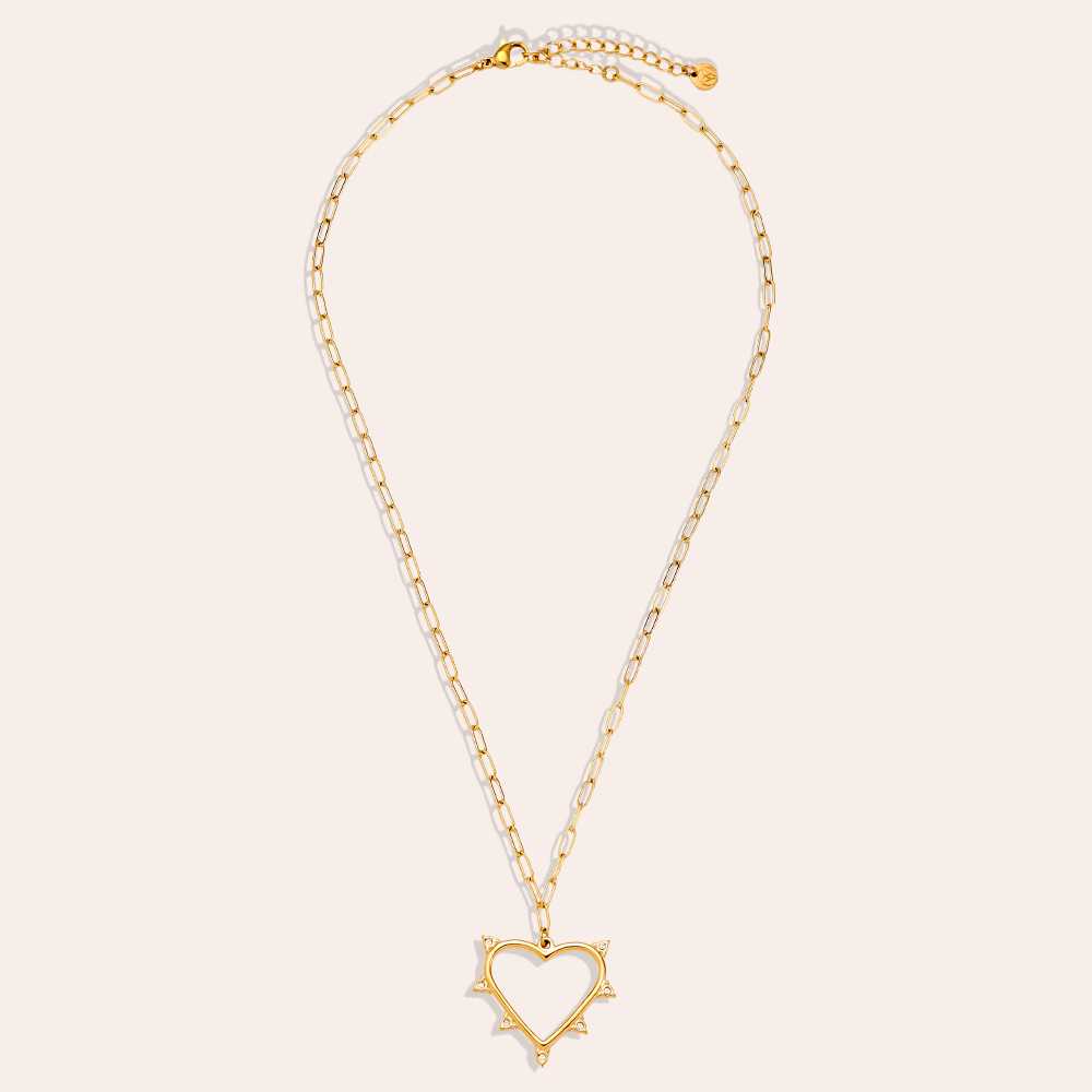 Edelstahl Halskette 41cm Mini Diamond Around Heart