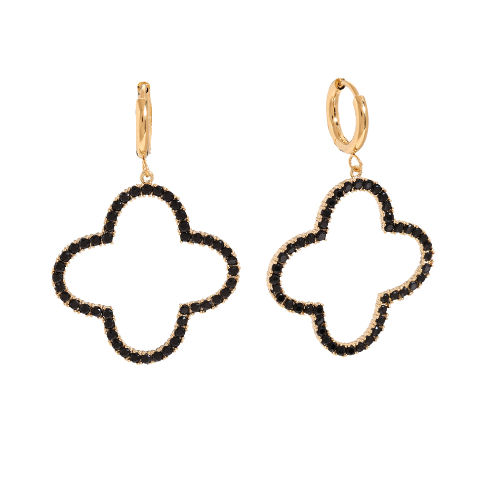 Sparkling Hollow Diamonds Clover Edelstahl Ohrringe   