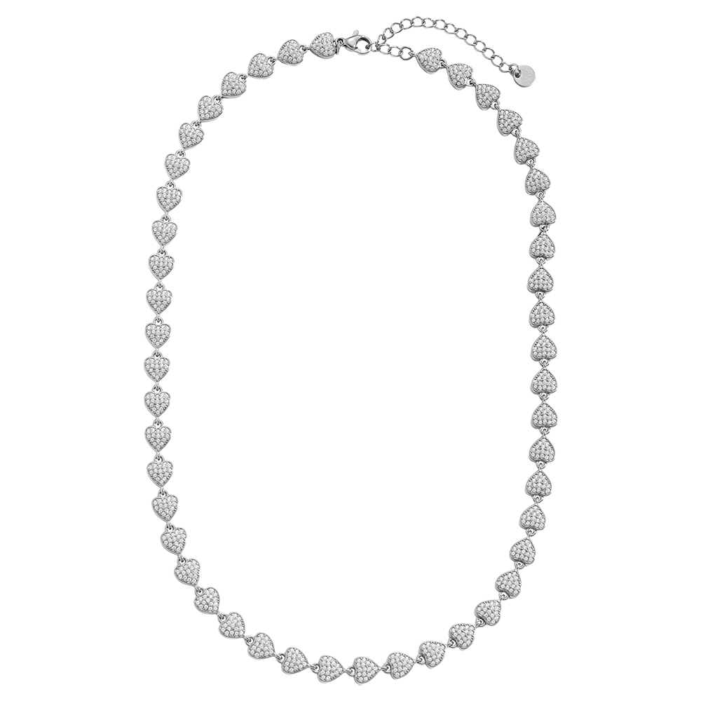 43cm Diamond Hearts Chain Edelstahl Halskette    