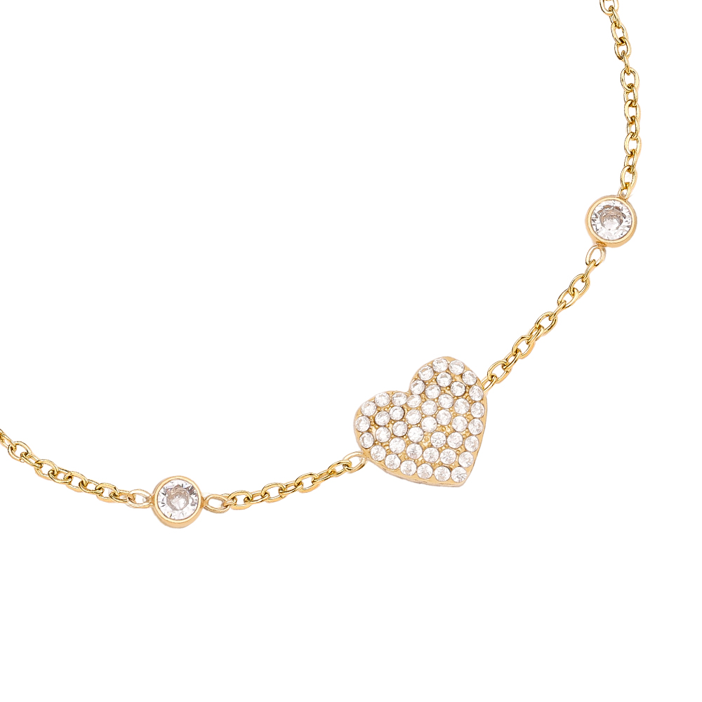 Edelstahl Armkette 17cm Classic Diamond Heart