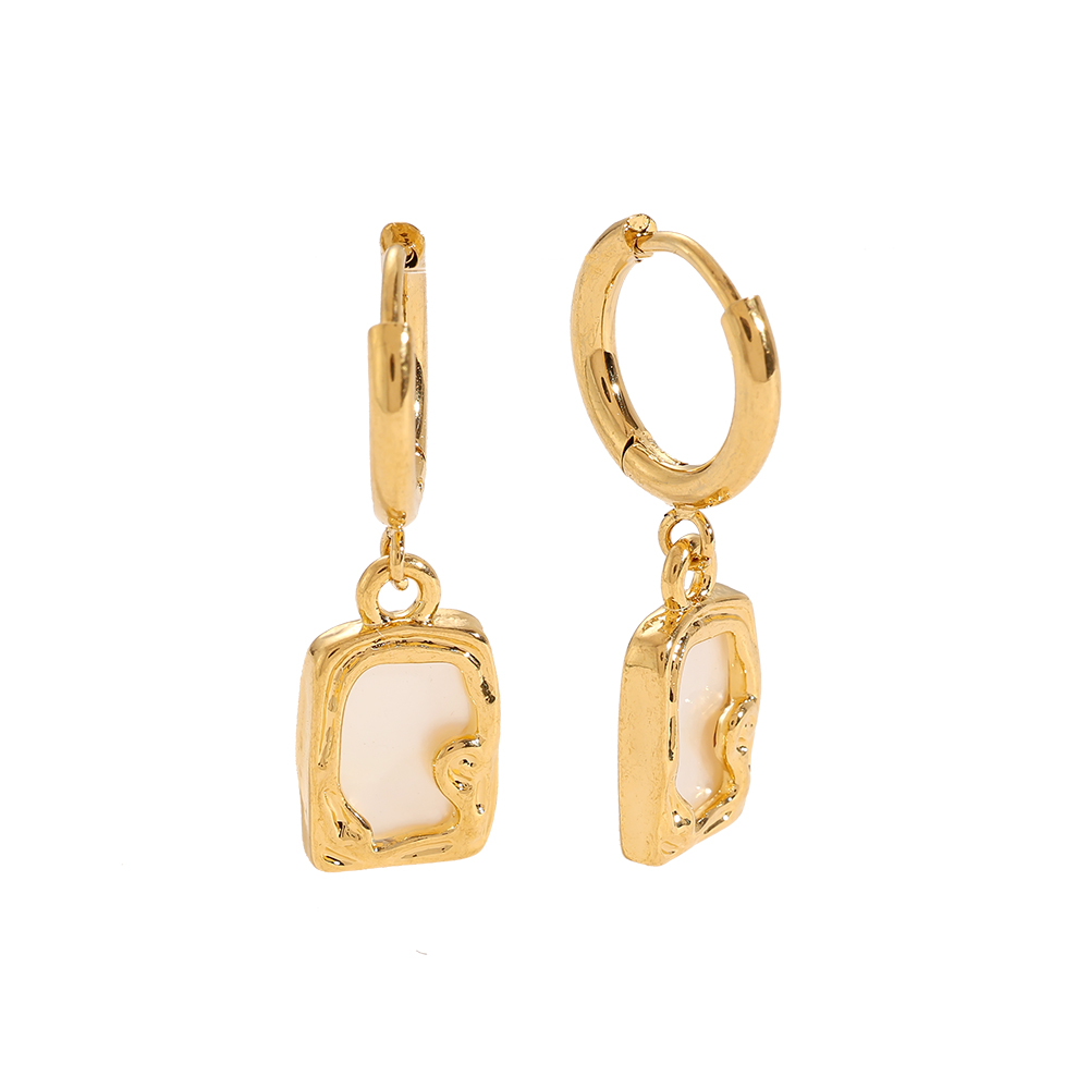 Edelstahl Ohrringe Shining Mother Of Pearl In Rectangle Frame