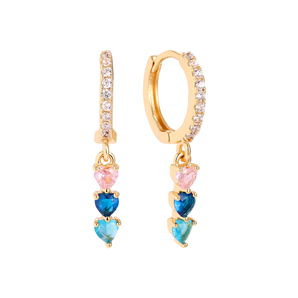 26mm Three Color Heart Vergoldete Ohrringe        