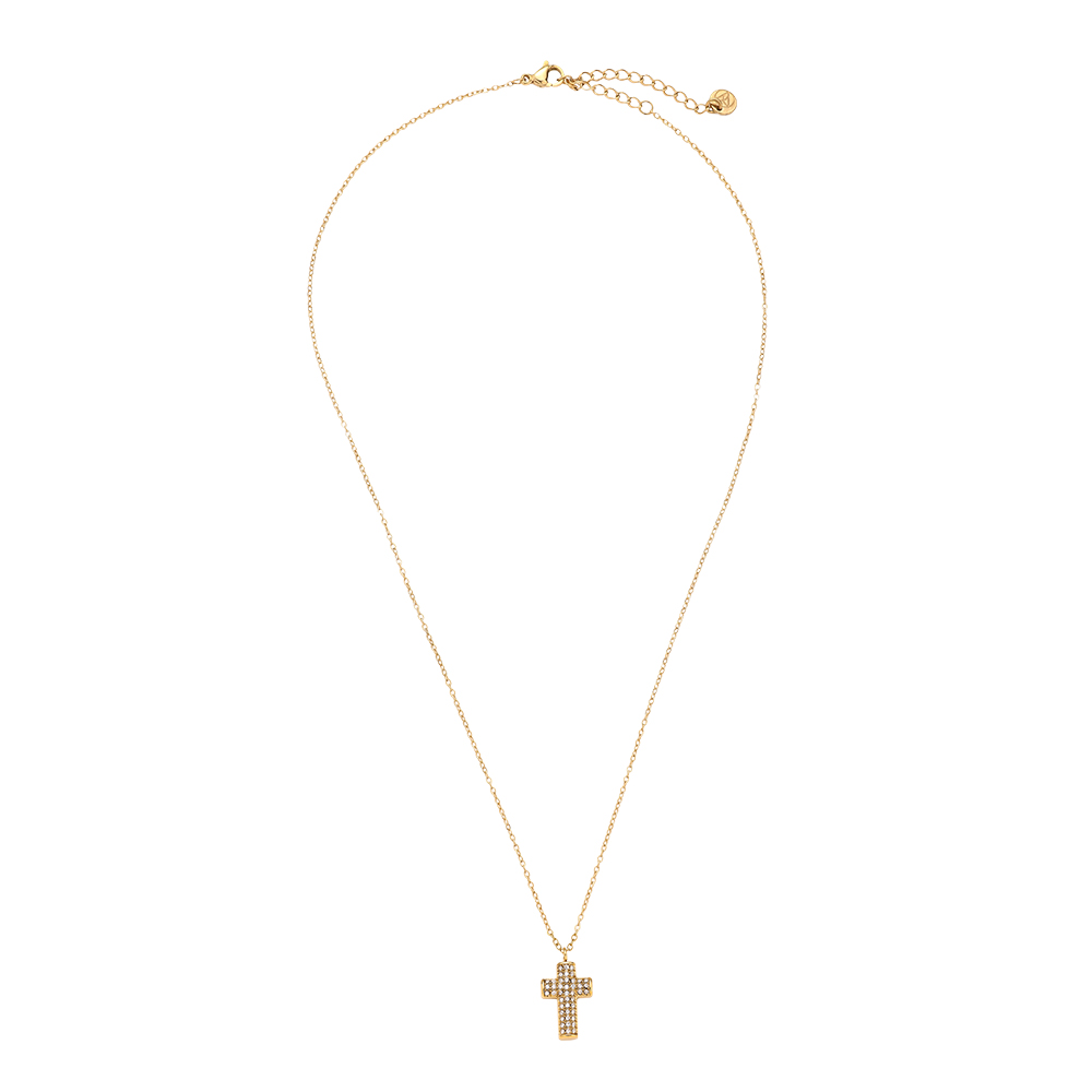 40cm Glory Cross Diamond Edelstahl Halskette