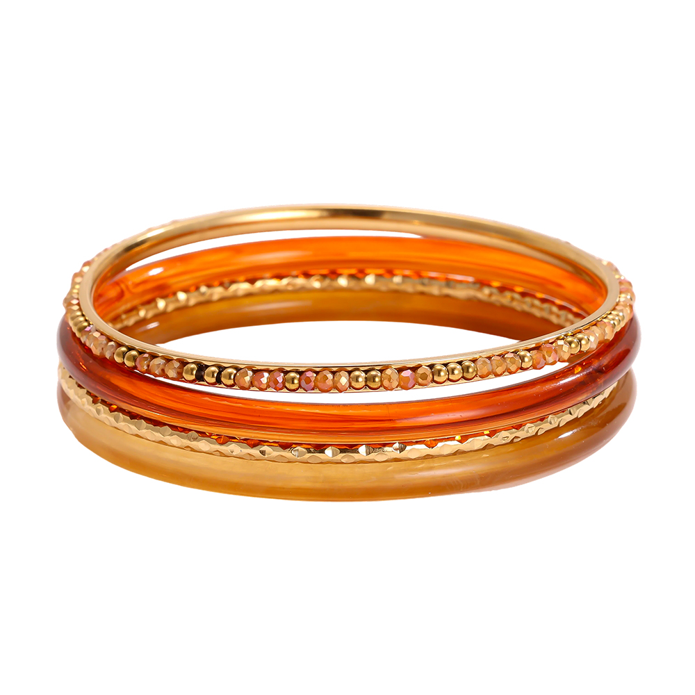 6.5cm Breite 4er Acryl Edelstahl Armreif Set 