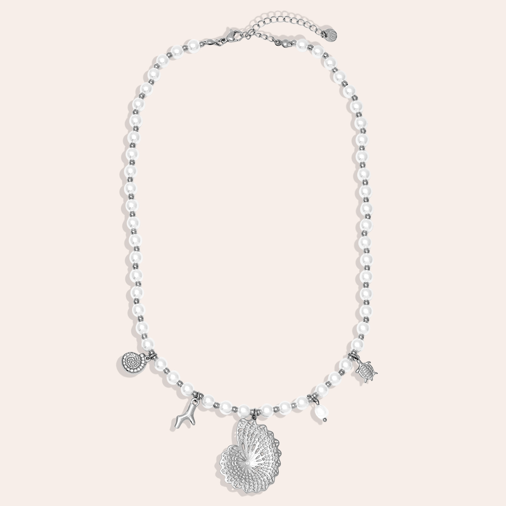 42cm Ocean Love In Pearl Chain Edelstahl Halskette     