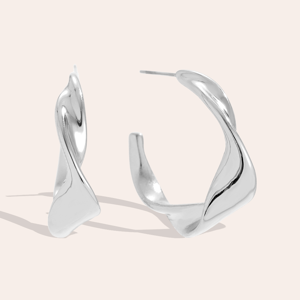 3cm Twist Half Hoop Edelstahl Ohrringe         
