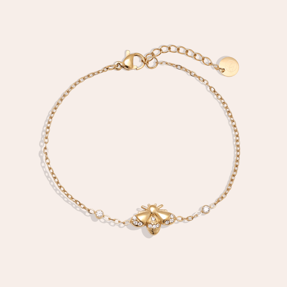 17cm Strassstein Bienen Edelstahl Armband