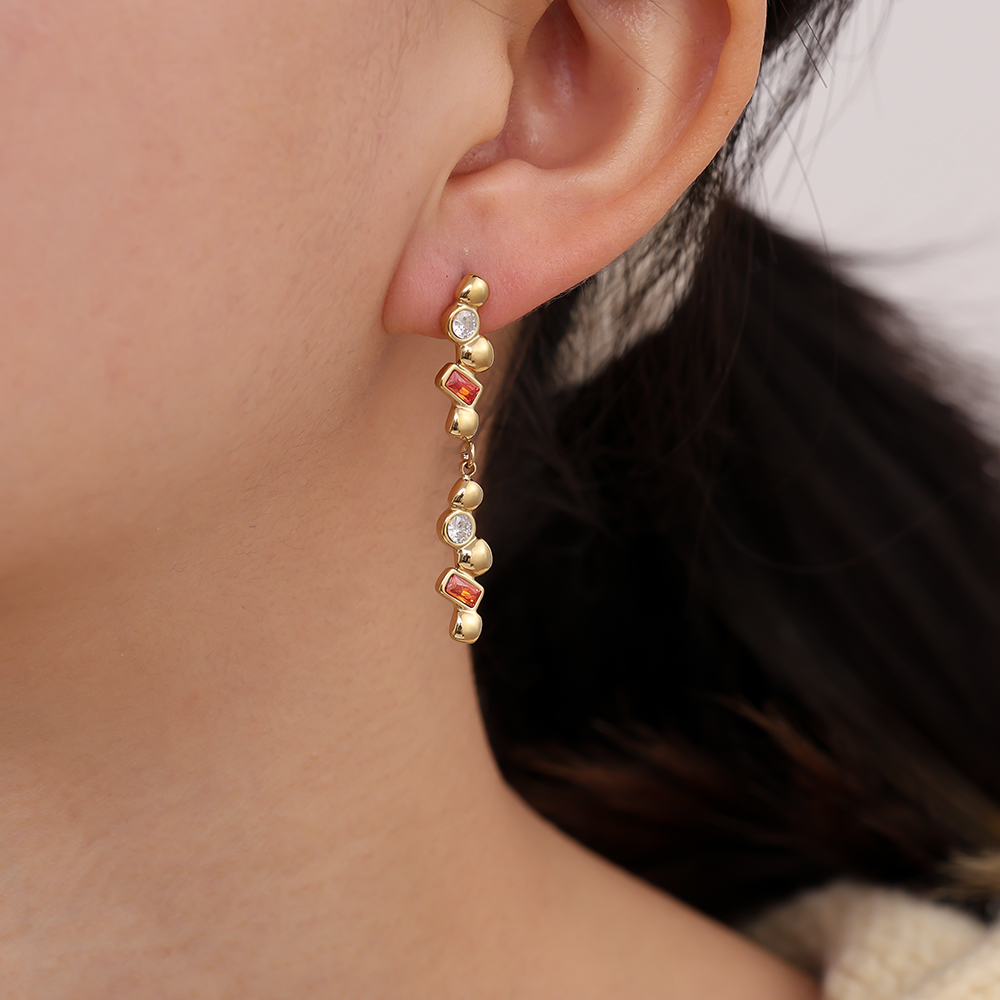 0.6*3.6cm Nice Diamond Long Edelstahl Ohrringe 