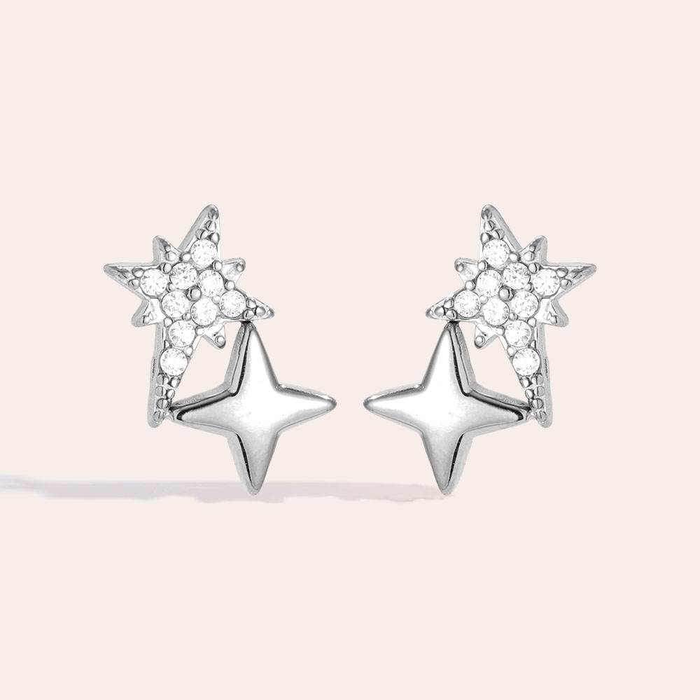 Edelstahl Ohrringe 10mm Sparkling Diamond Star