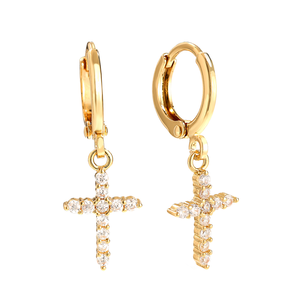 Shining Cross Diamond Vergoldete Ohrringe