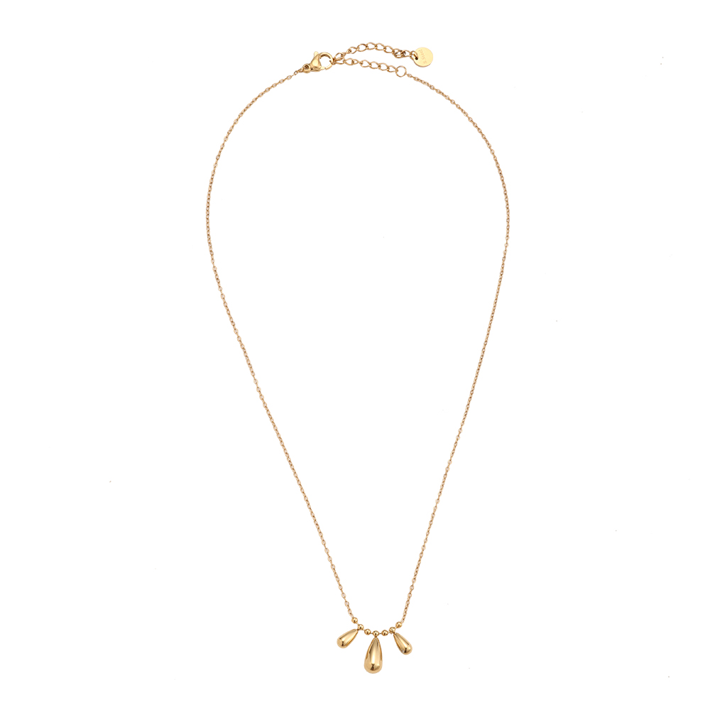 Edelstahl Halskette 40cm Three Drops In Thin Chain
