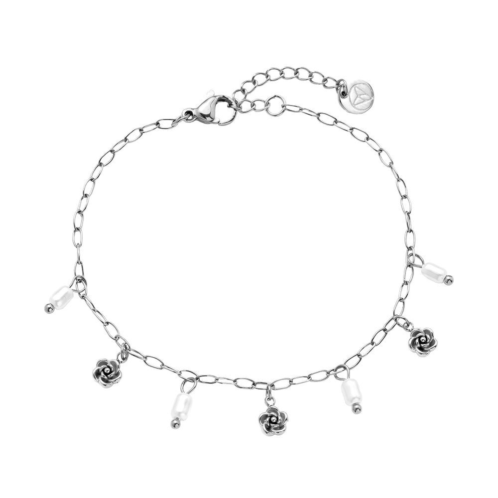 17cm Mini Flower And Pearl Edelstahl Armband 