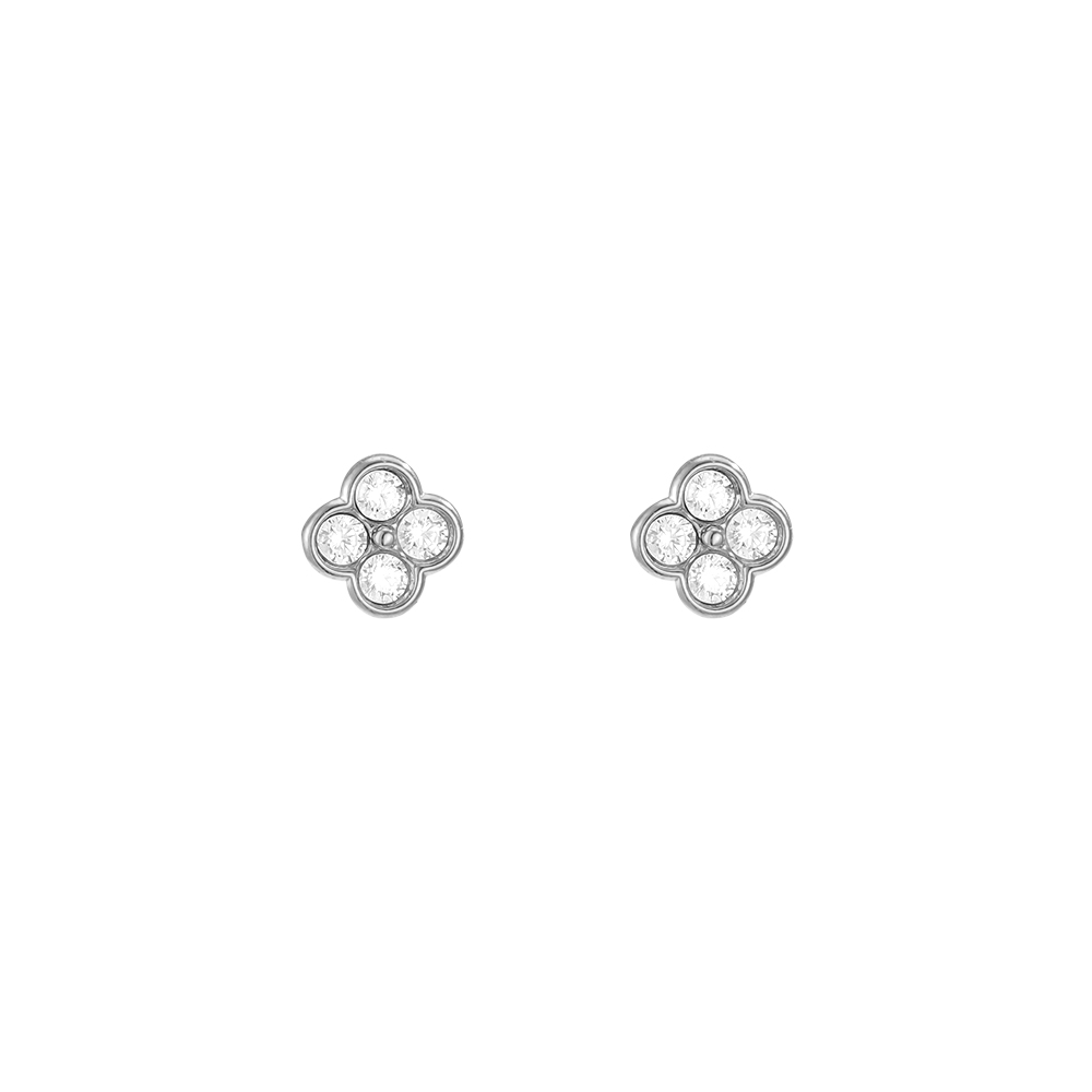 5mm Kleeblatt Zirkonia Edelstahl Ohrringe