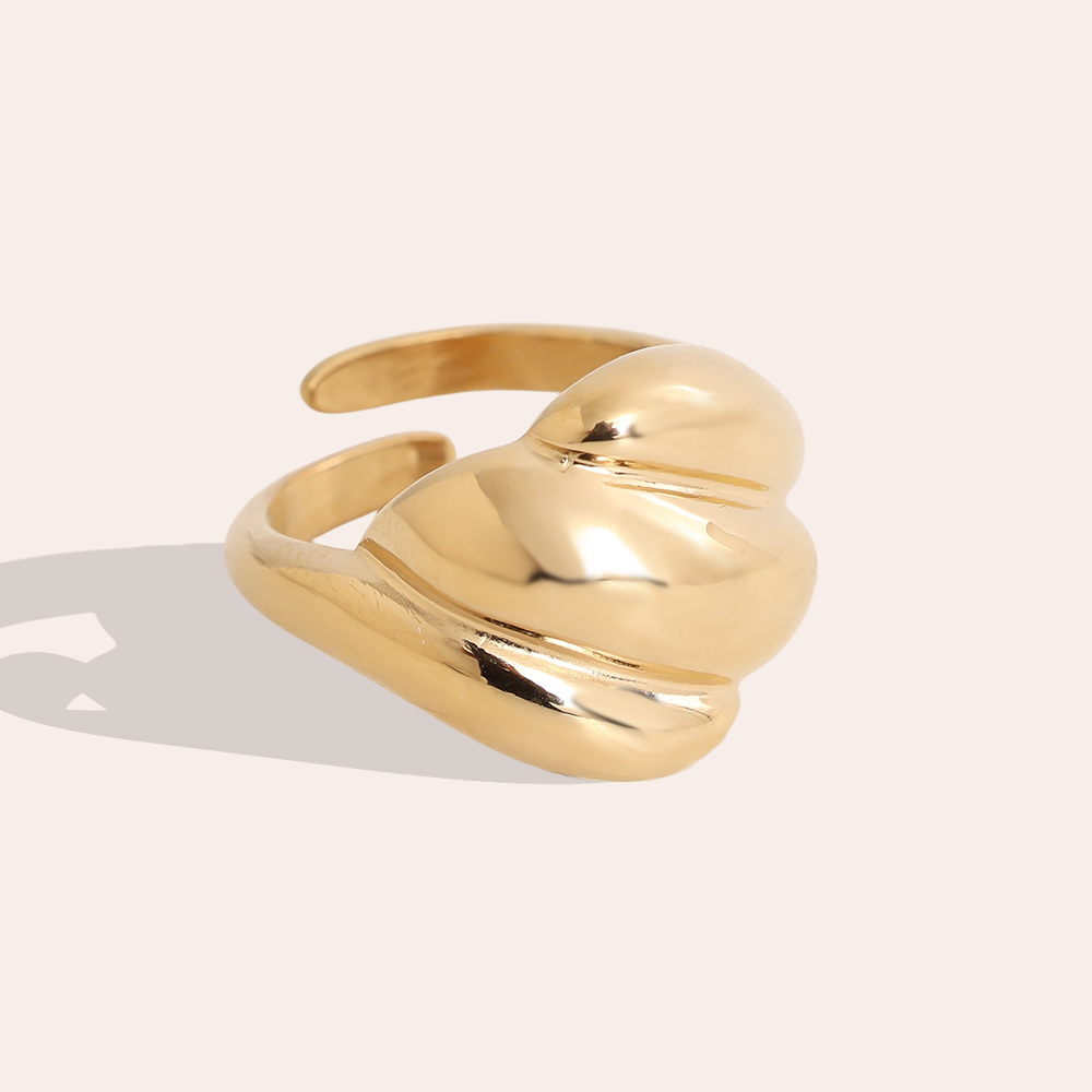 Verstellbarer drei kräftige Linien Edelstahl Ring      