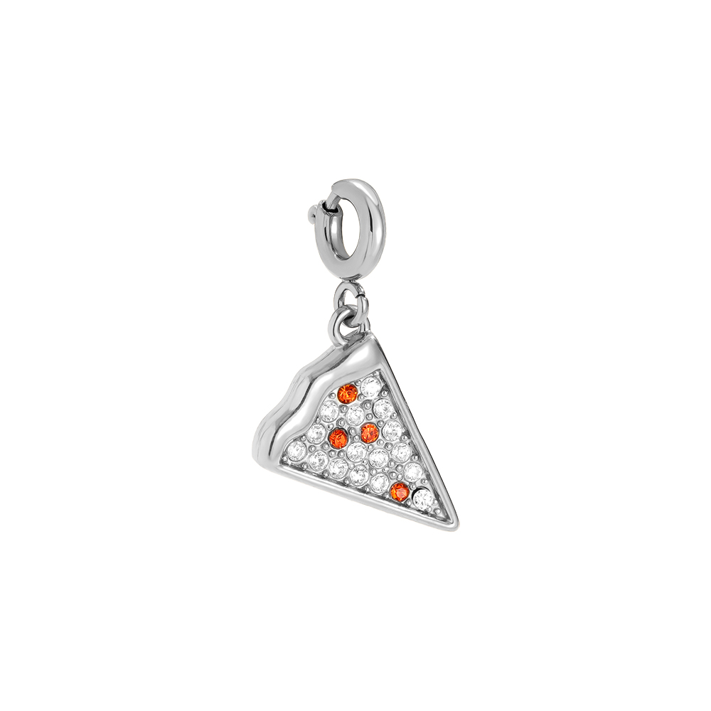 20mm Spring Clasp Diamond Pizza Edelstahl Pendant     