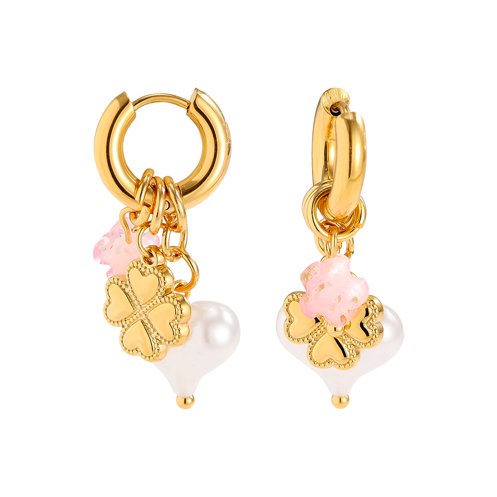 3.5*1.4cm Pearly Heart Edelstahl Ohrringe  