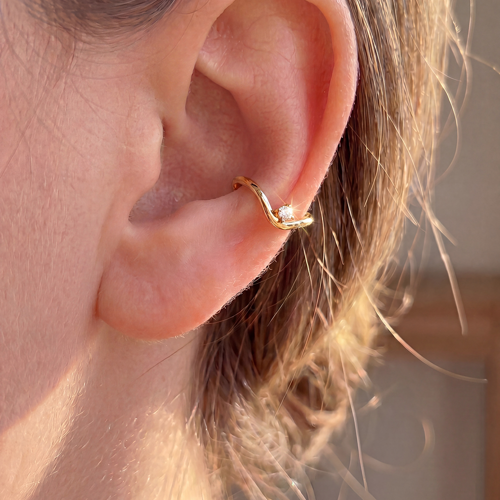 15mm Kleine Tropfen Zirkonia Vergoldete Ear-cuffs