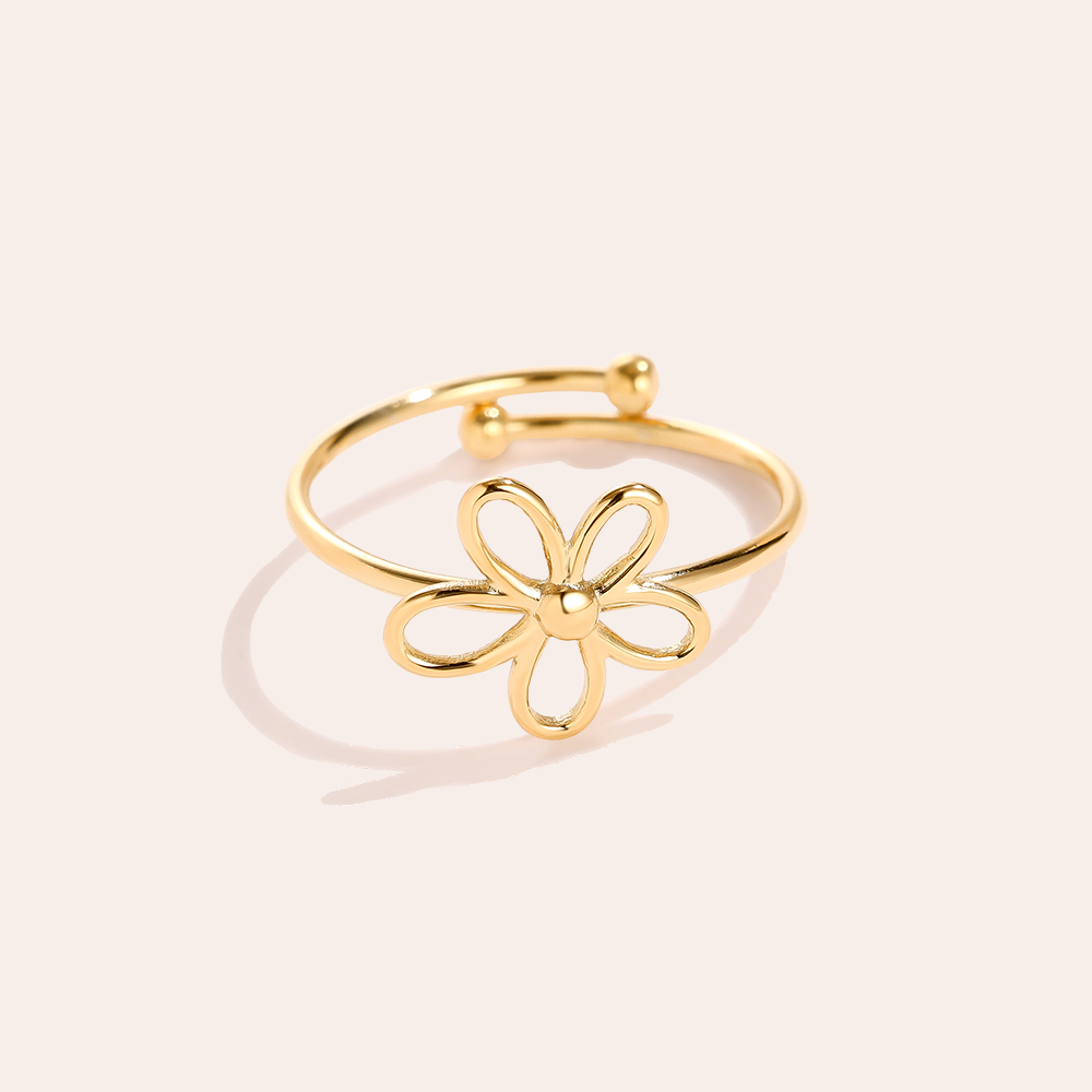 einfache Blume Edelstahl Ring    