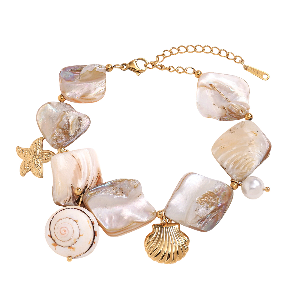 18cm Muschel-Ozean-Stil Edelstahl Armband  