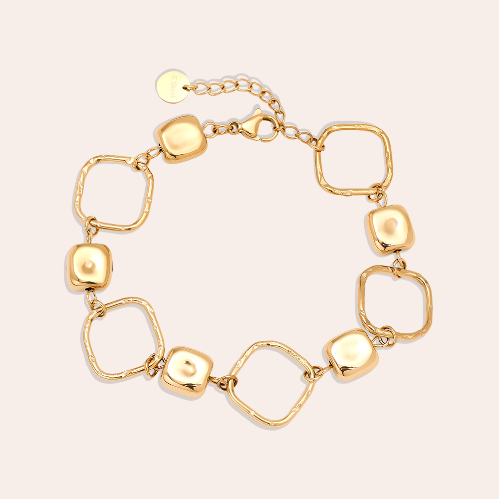 Edelstahl Armkette 17cm Cube Chain
