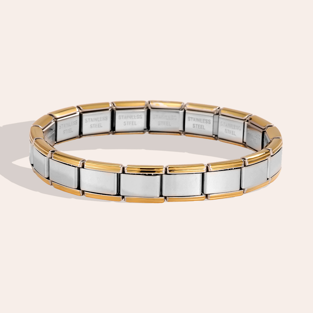Goldener verstellbarer Modular Charms Edelstahl Armband    