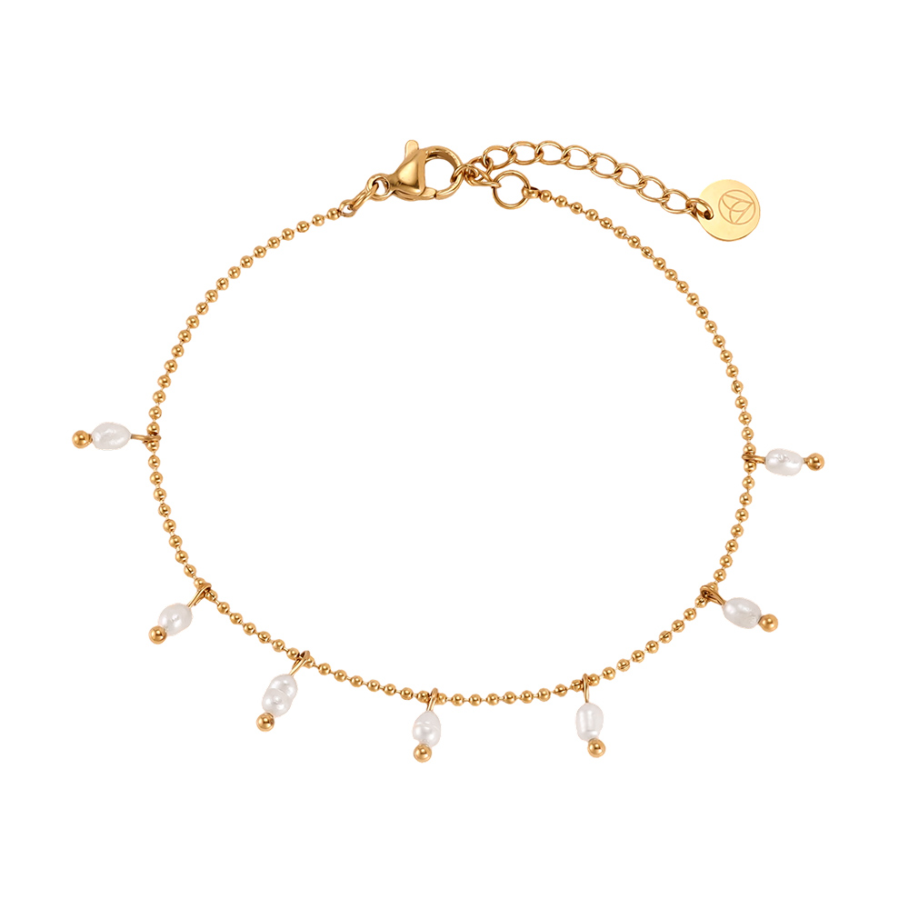 Edelstahl Armband 17cm viele kleine Perlen