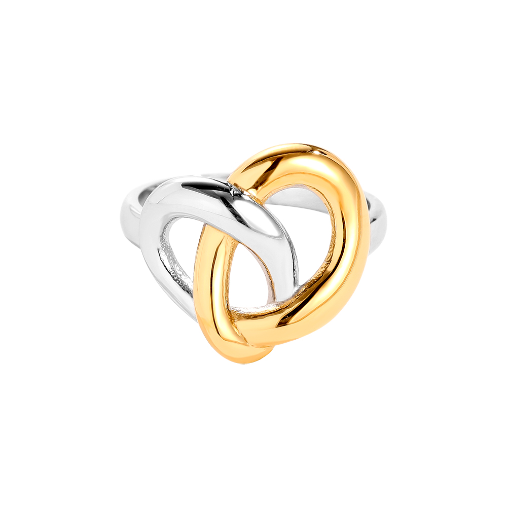 Gold And Silver Heart Edelstahl Ring           