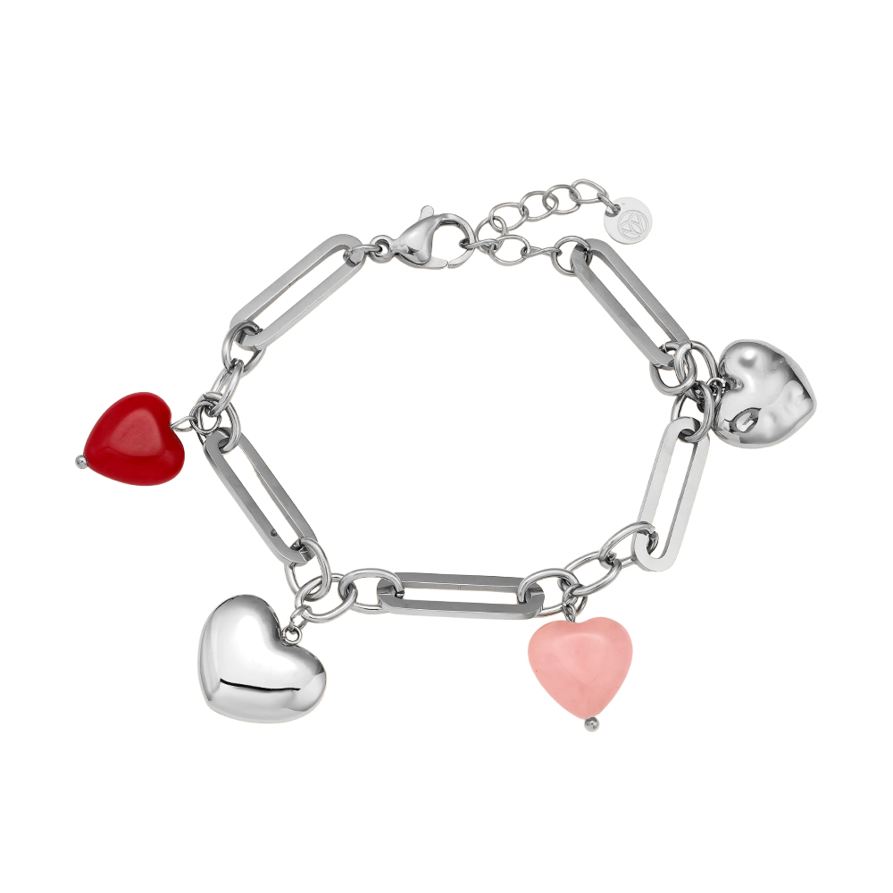 17cm Colorful Hearts Edelstahl Armband