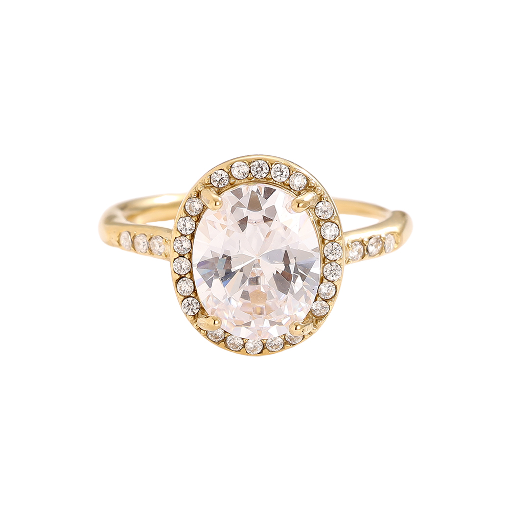 Big Oval Diamond Edelstahl Ring   