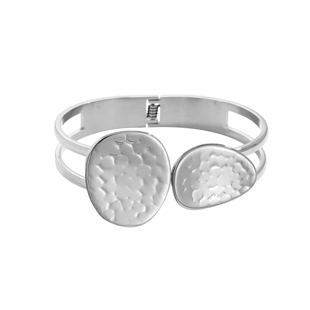 6.5cm Diameter Two Plates Edelstahl Armreif     