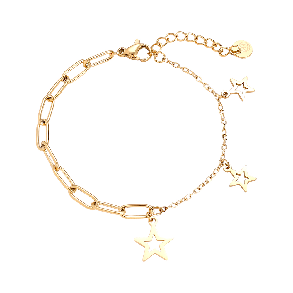 Edelstahl Armkette 16cm Hollow Stars