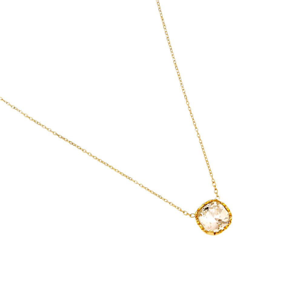 40cm quadratisch rundes Glas Edelstahl Halskette     