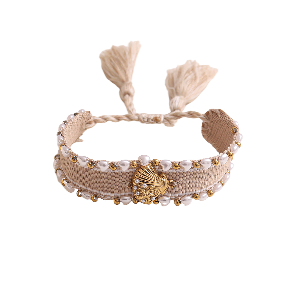 Muschel auf einem Polyesterbeutel Edelstahl Armband