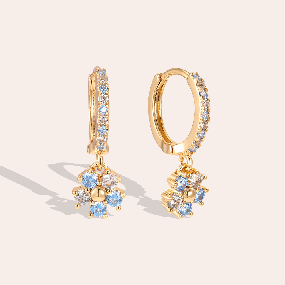 Vergoldete Ohrringe 20mm Zirkonia Blume    