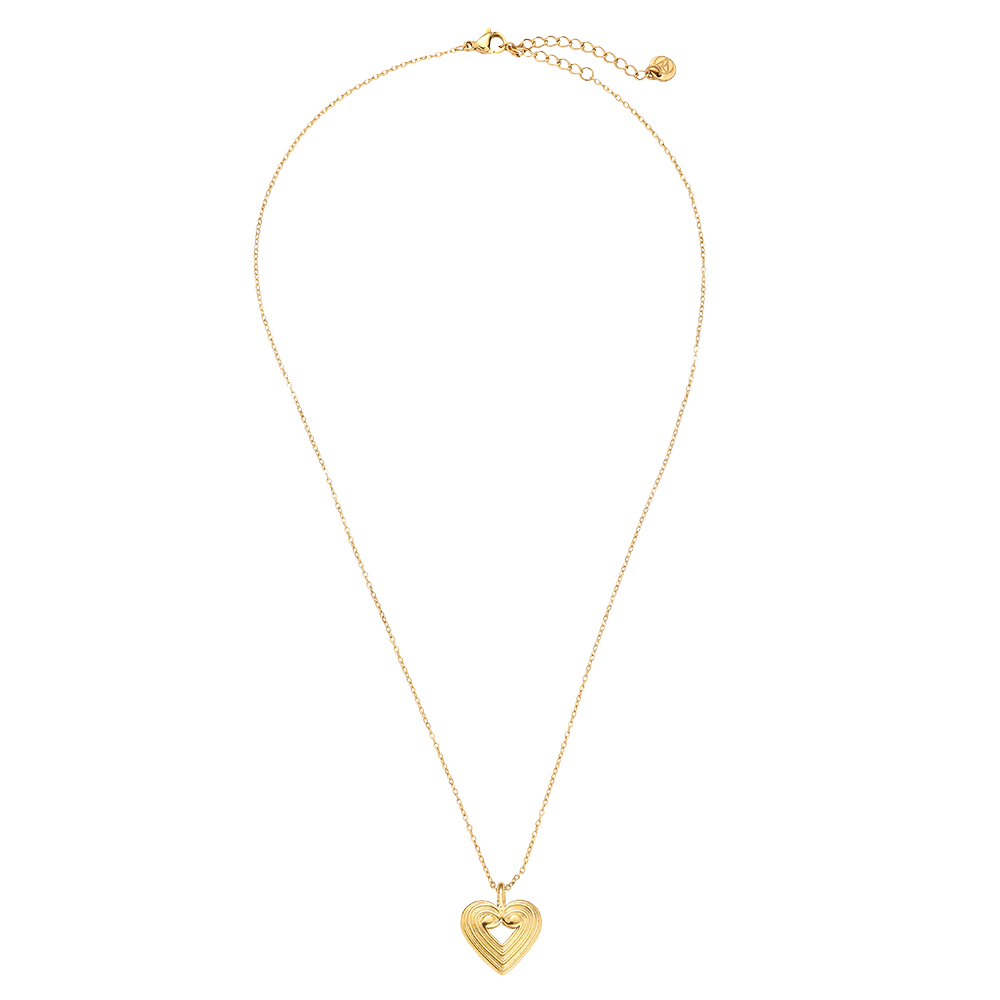 38cm Striped Heart Edelstahl Halskette    