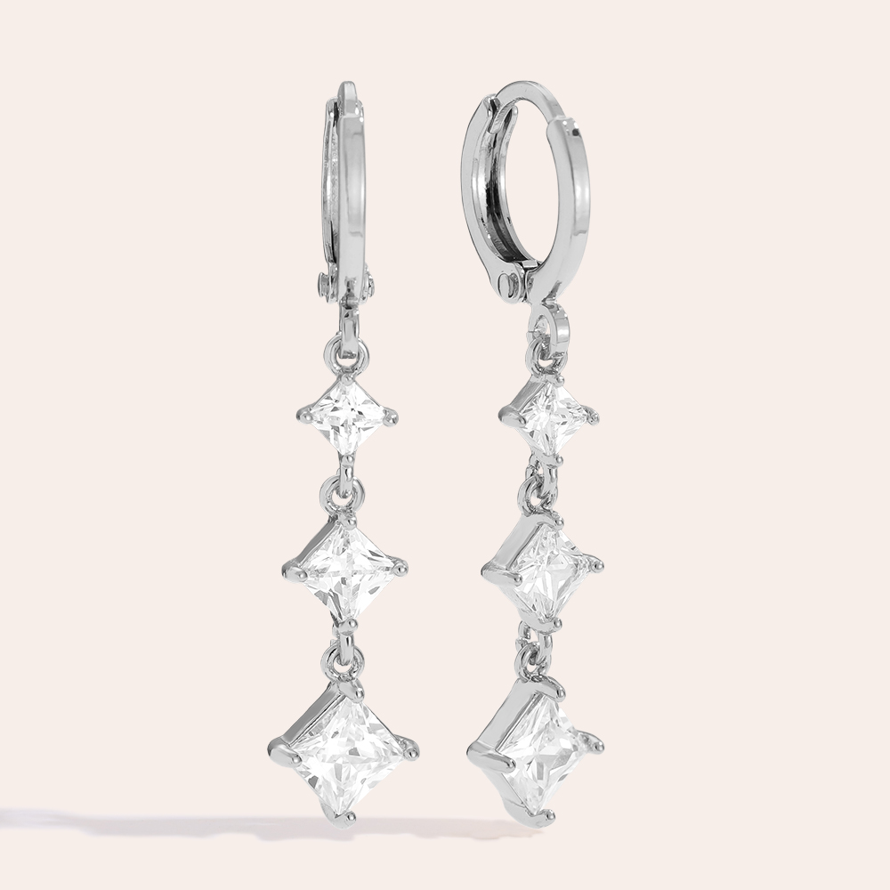 Vergoldete Ohrringe 3.9cm Diamond Cubes
