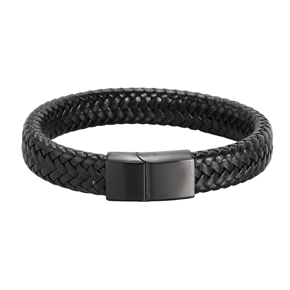  Edelstahl Armband PU Flechtoptik