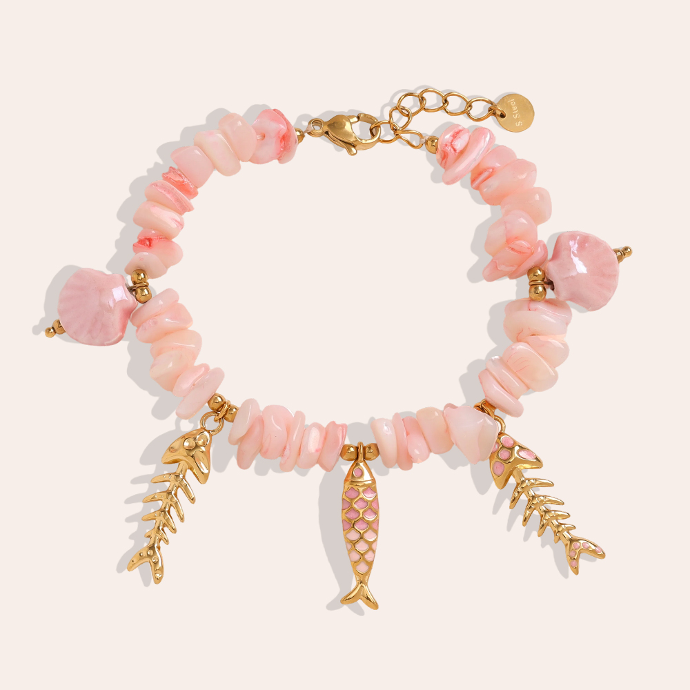 Edelstahl Armband 17cm rose Fisch 