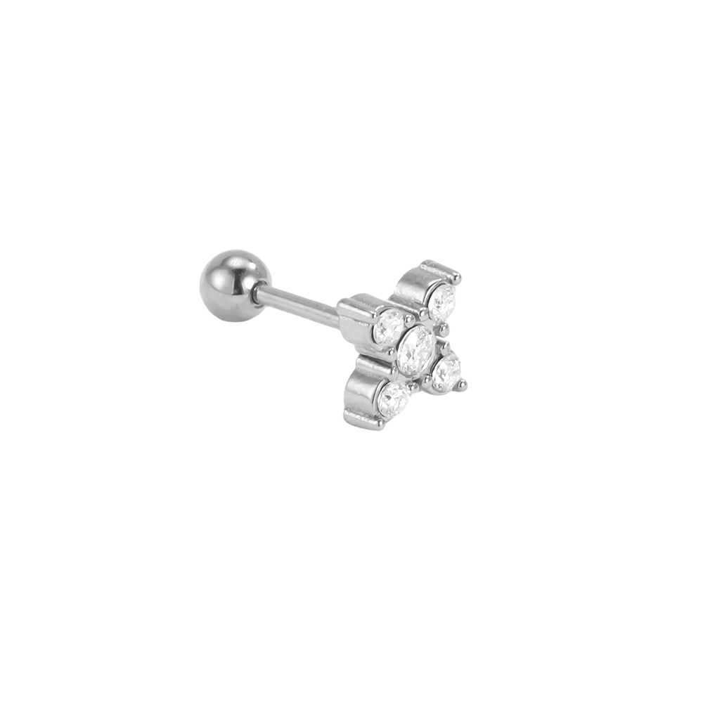 Edelstahl Piercing 12mm Mini Zirkonia Blumen Kleeblatt