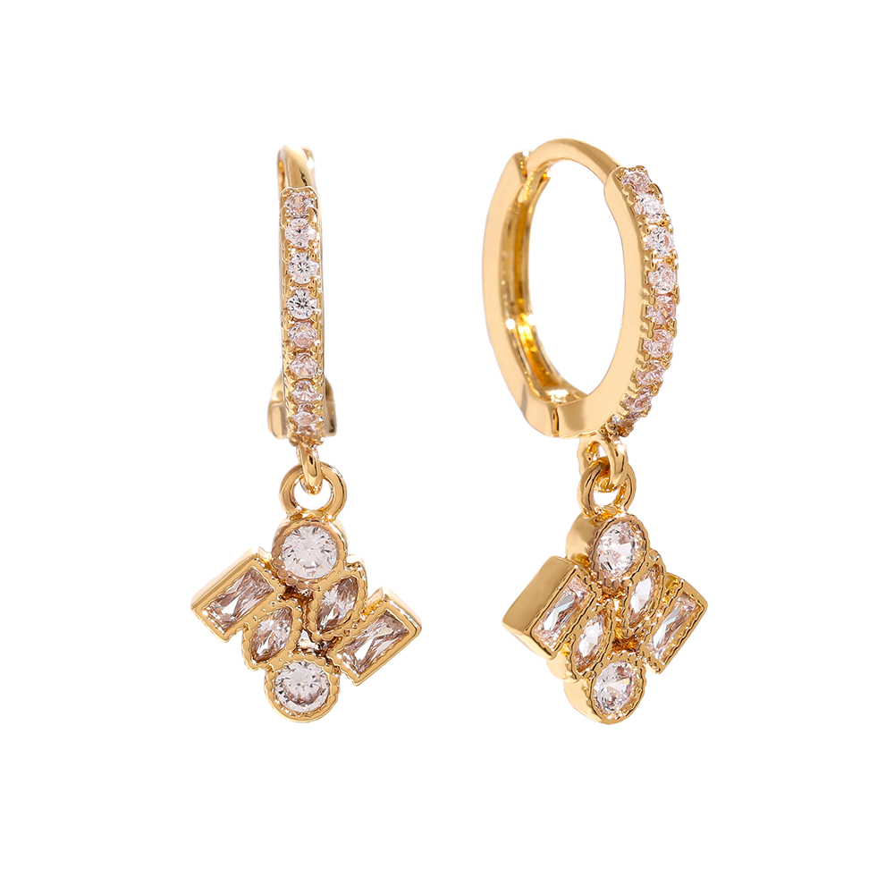 2.5cm Combined Cubes Diamond Vergoldete Ohrringe