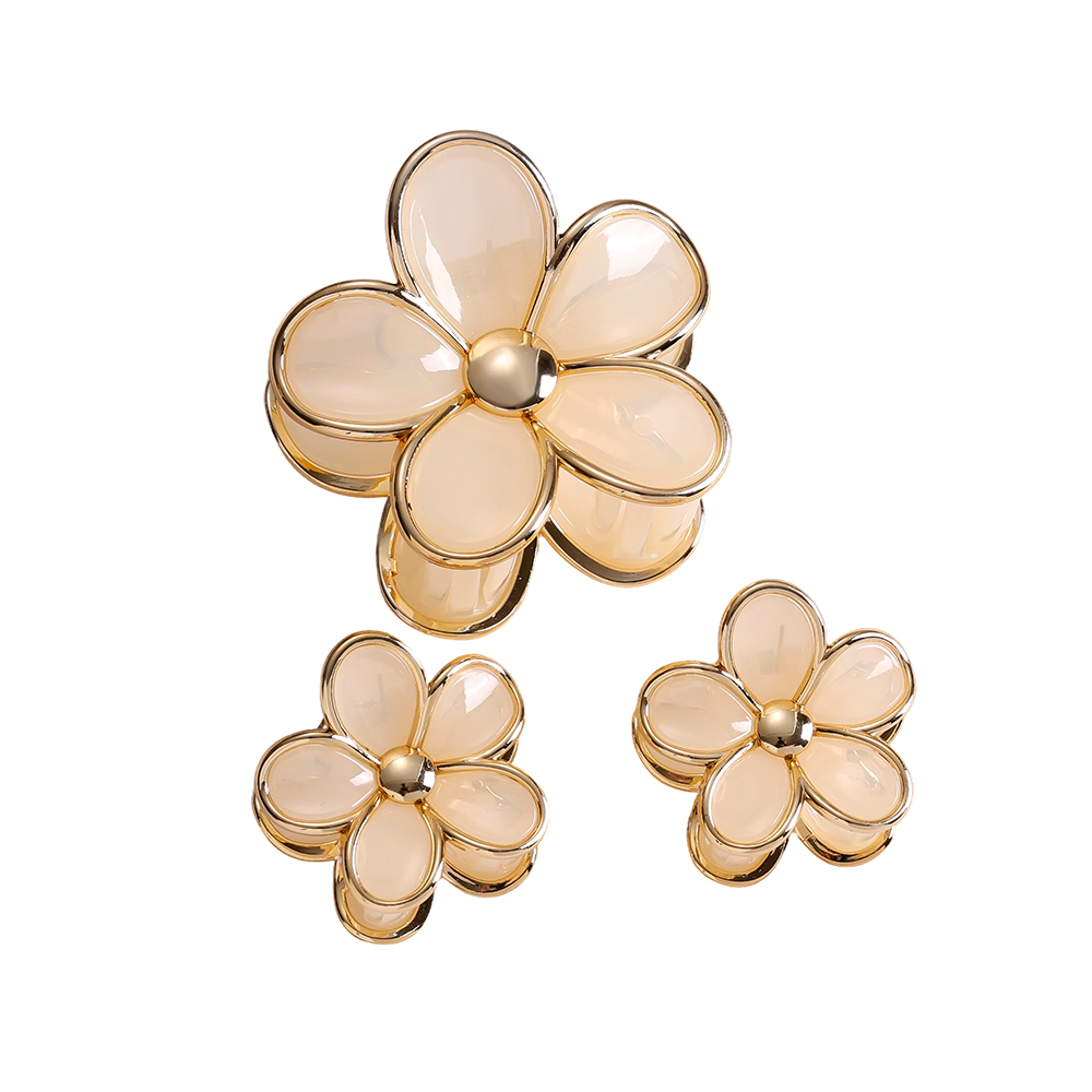 8+4cm 3 Stk. Gelbe Blumen Haarklammer Set
