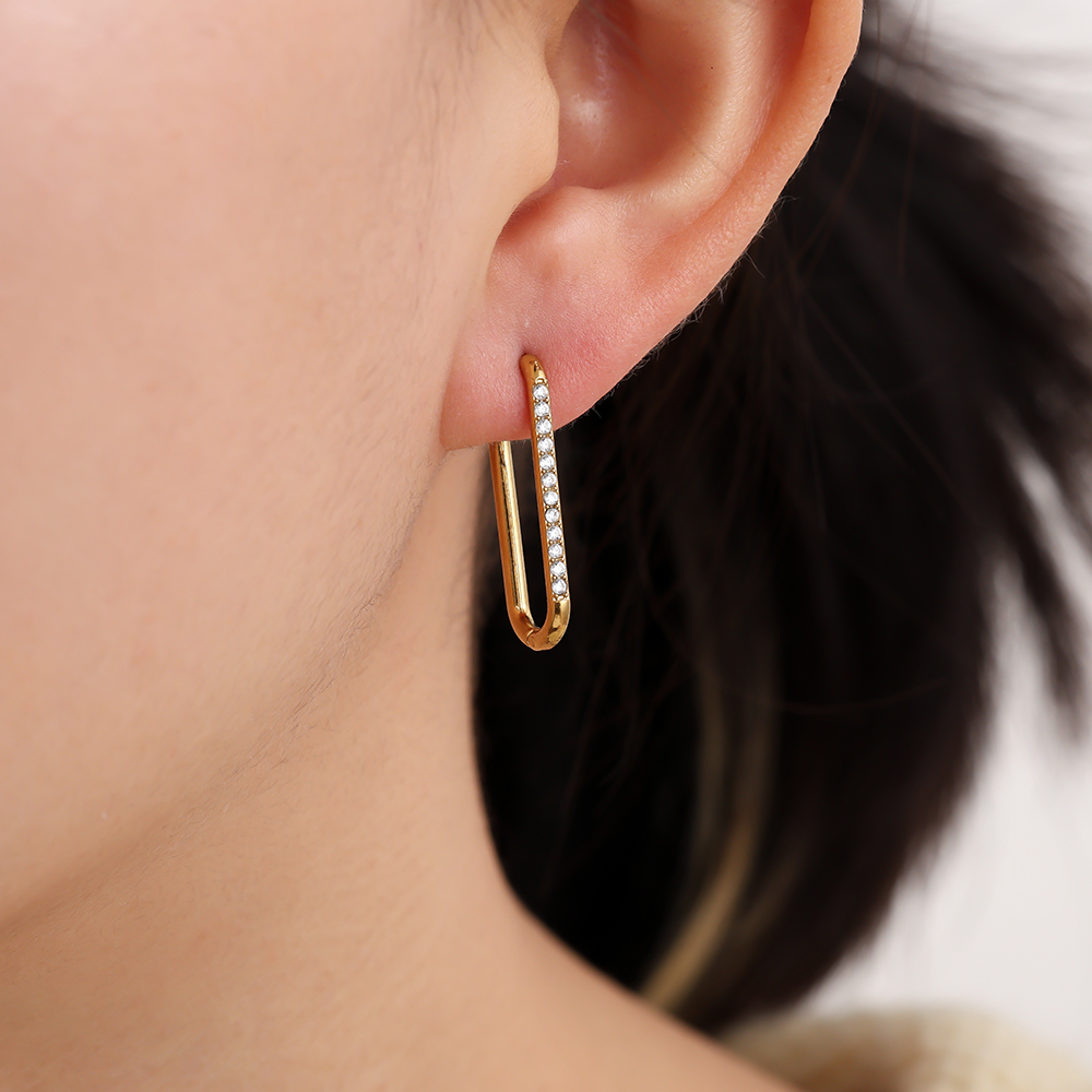 2.5cm Simple Diamond Hoop Edelstahl Ohrringe   