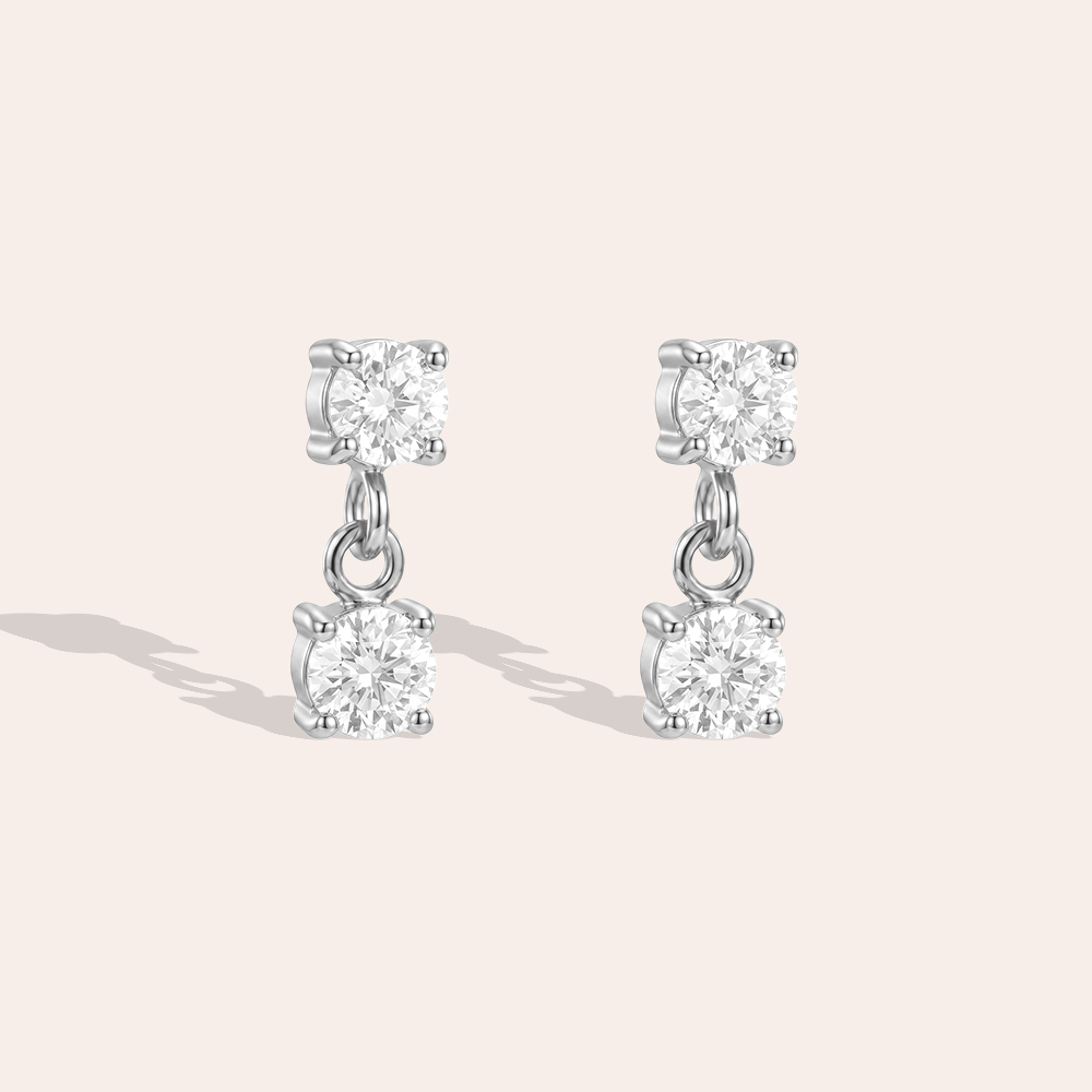 10mm zwei kleine Zirkonia Edelstahl Ohrringe      